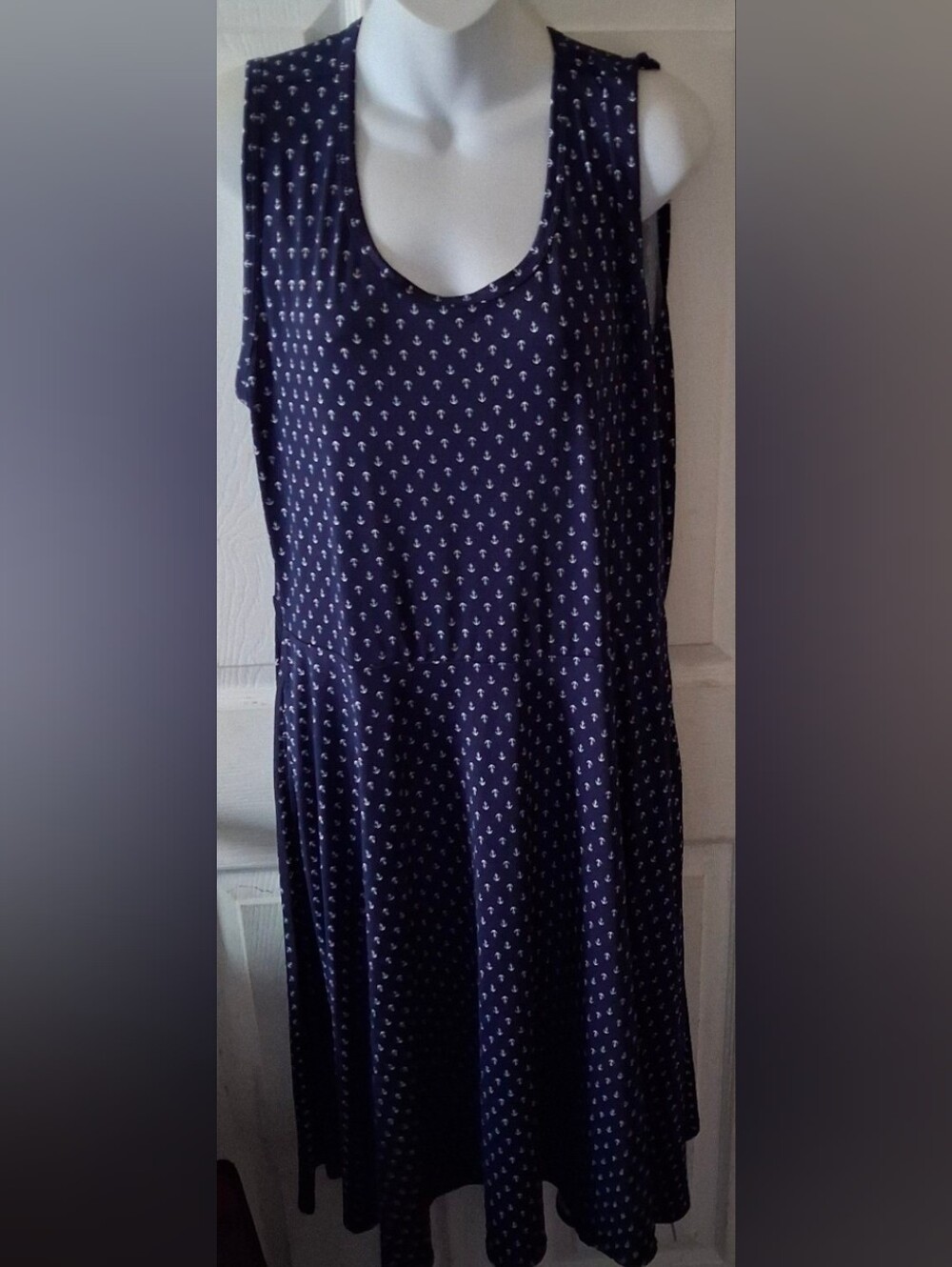 Lularoe Nicki - Women's Sleeveless Navy Blue/White/Anchor Print 2XL Dress. NWT